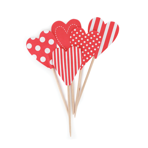 Cupcake Toppers ~ Candy Red Hearts