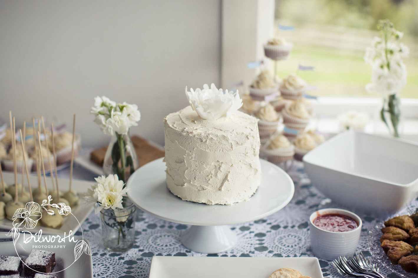 The beautiful cake was presented on our white cake stand and looked ...