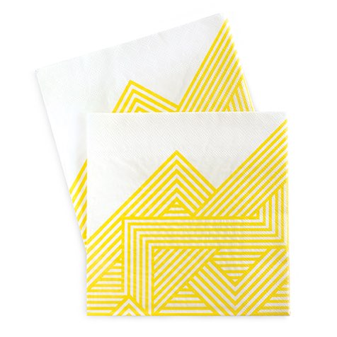 The Hello Yellow paper napkins by Paper Eskimo feature a fun yellow stripe design.