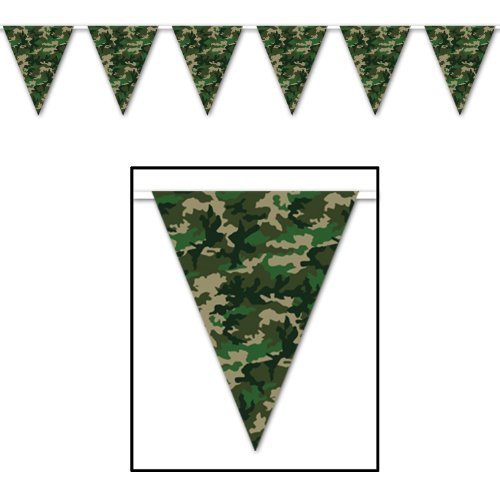 Camo pennant banner for a army, hunting or camo party.