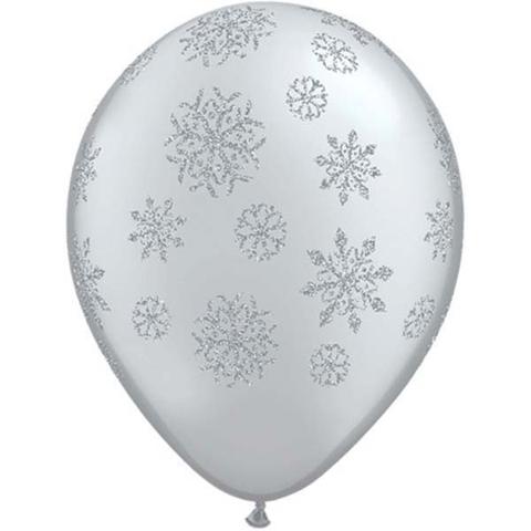 Silver Glitter Snowflakes-A-Round Balloons