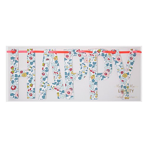 Liberty Betsy Happy Birthday Garland by Meri Meri featuring the Liberty floral print.