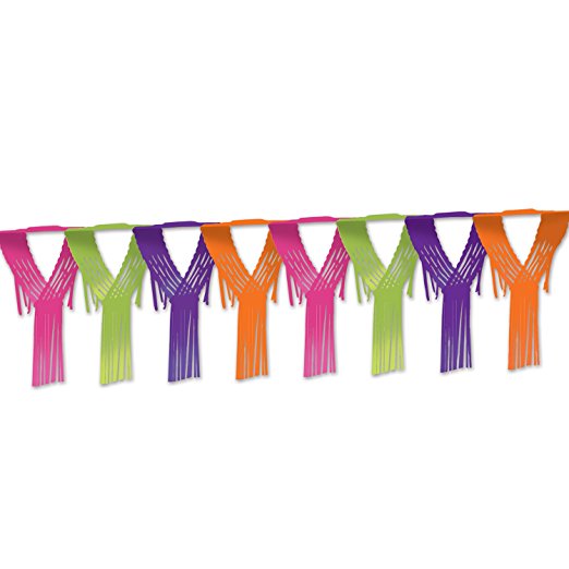 Enjoy the Bright Drop Fringe Garland for decorating your party space!