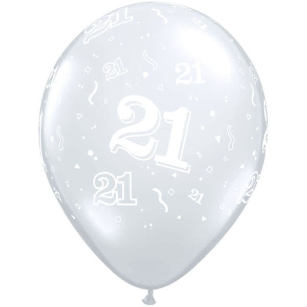 Diamond Clear 21 A Round Balloons for your 21st birthday party!