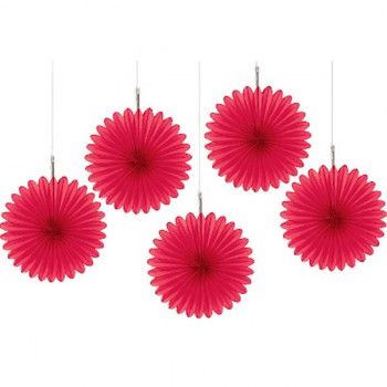Red mini paper fans make great party pinwheel decorations.