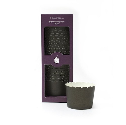 Solid black baking cups by Paper Eskimo.