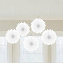 White mini paper fans are the perfect party decoration.