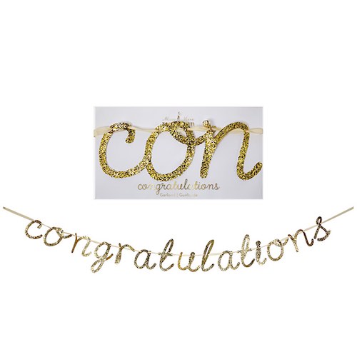 Gold congratulations garland by Meri Meri.