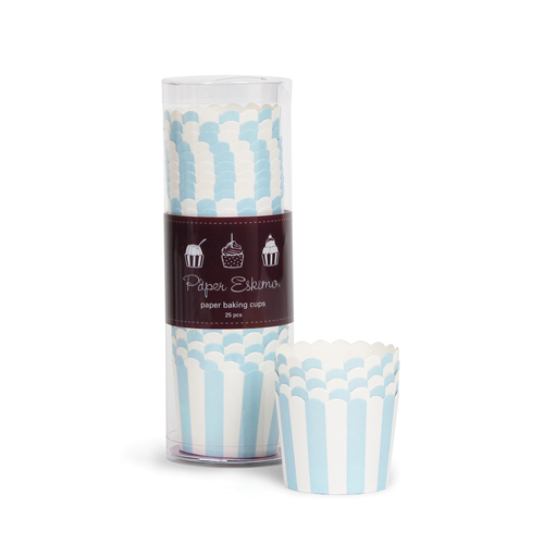 Baking Cups ~ Powder Blue Stripes