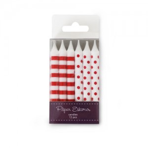 Candles ~ Candy Red Stripes & Spots