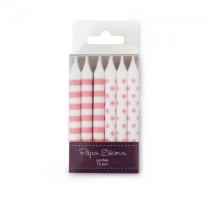 Candles ~ Pink Floss Stripes & Spots