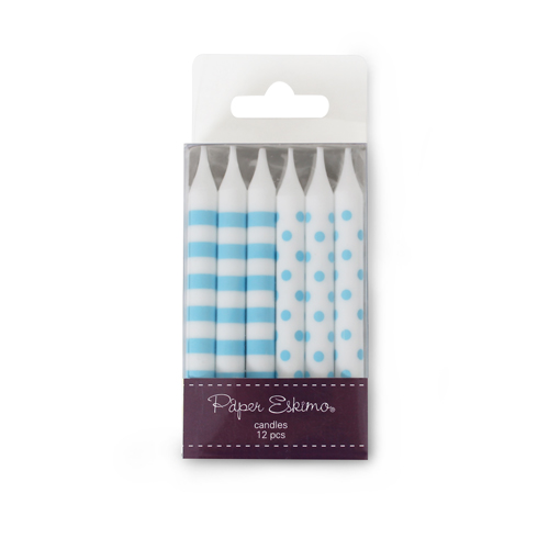 Candles ~ Blue Sherbert Stripes & Spots