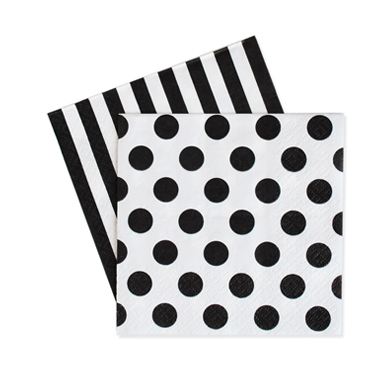 Paper Napkins ~ Black Spots & Stripes