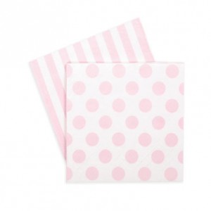 Paper Napkins ~ Marshmallow Pink Spots & Stripes