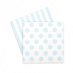 Paper Napkins ~ Powder Blue Spots & Stripes