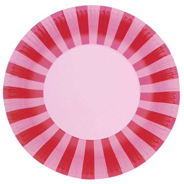 Paper Plates ~ Pink Floss Stripes