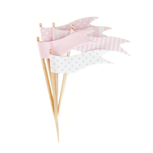 Cupcake Toppers ~ Marshmallow Pink Flags