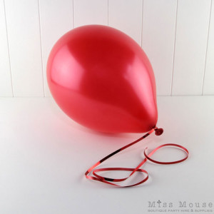 Metallic Red Balloons you can fill with helium or air.