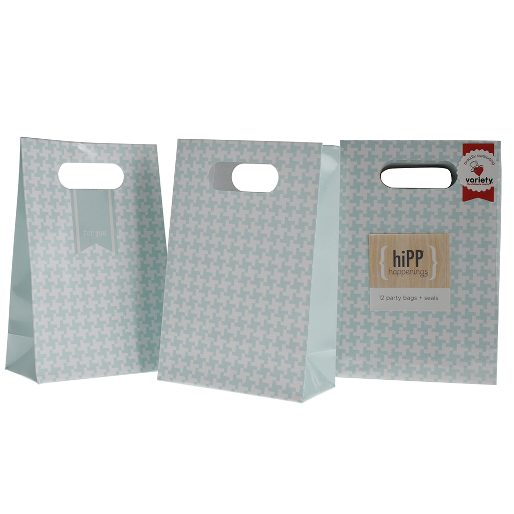 Party Bags & Seals ~ Duck Egg Blue Houndstooth