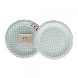 Paper Plates ~ Duck Egg Blue Houndstooth