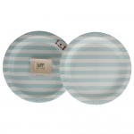 Paper Plates ~ Duck Egg Blue Stripe