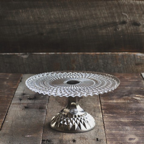 Silver Footed Glass Cake Stand