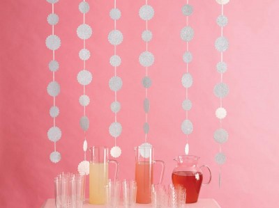 Glittered Dot Garland ~ White