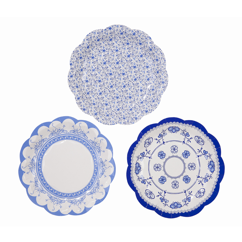 Paper Plates 17cm ~ Porcelain Blue