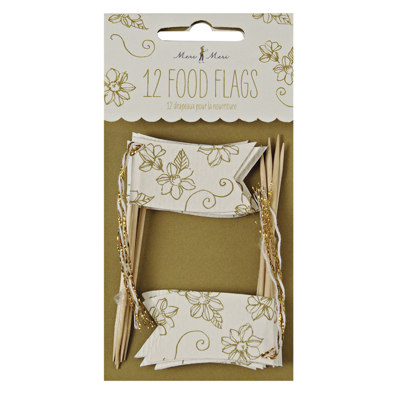 Food Flags ~ Elegant Gold Floral
