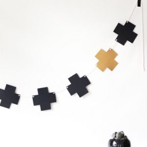 Swiss Cross Garland ~ Black & Gold