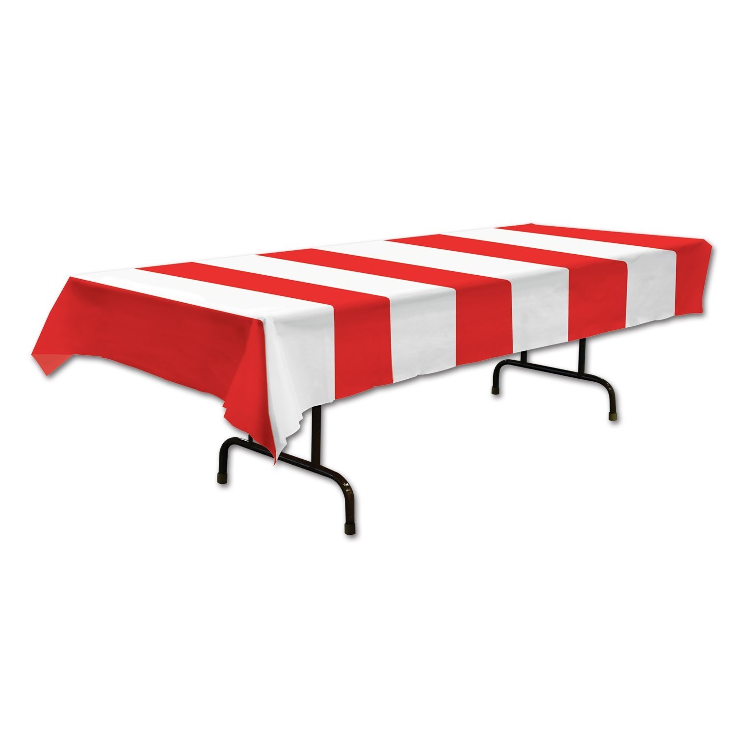 Red and White Striped Plastic Table Cover Roll for Circus Themed