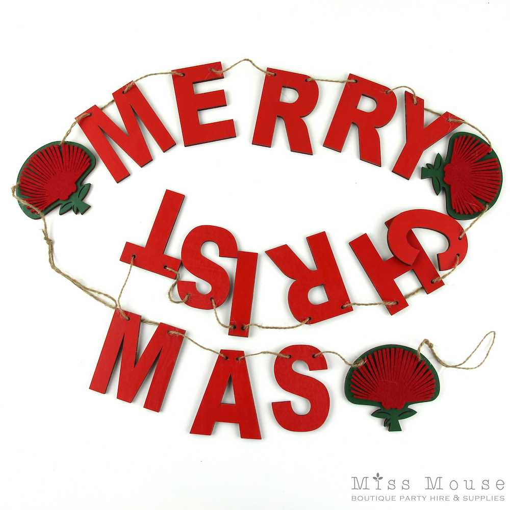 Garland ~ Merry Christmas Pohutukawa Garland ~ Merry Christmas Pohutukawa