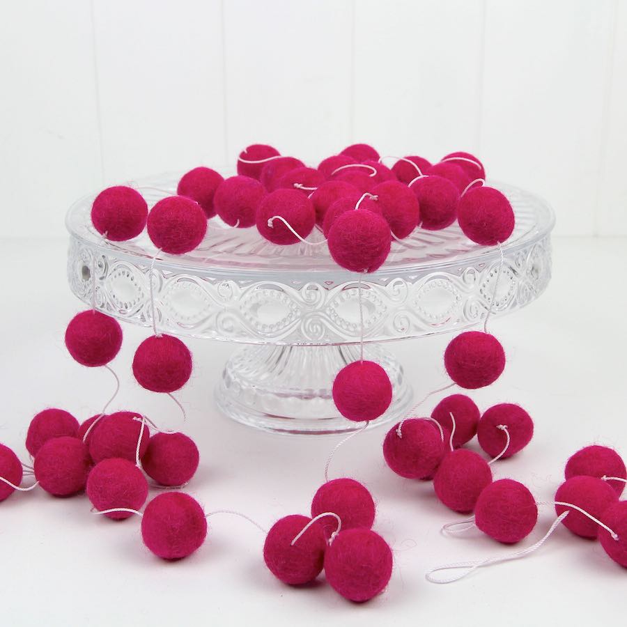 Felt Ball Garland ~ Hot Pink