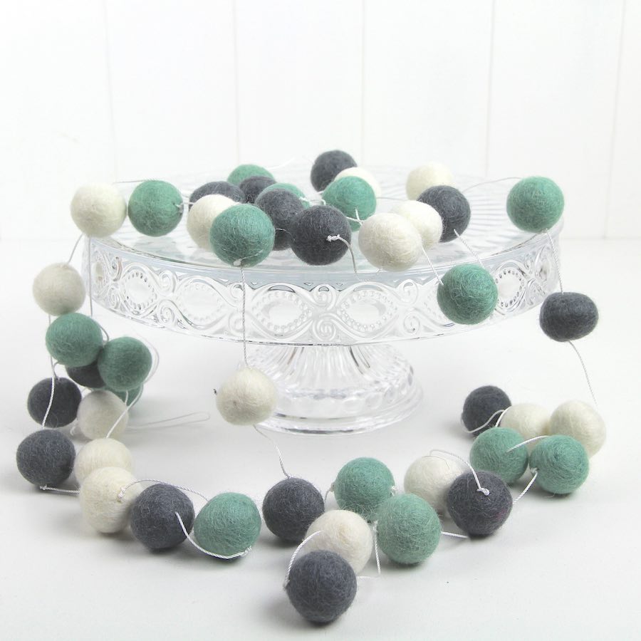 Felt Ball Garland ~ Mint Grey