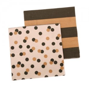 Paper Napkins ~ Confetti & Black / Gold Stripe