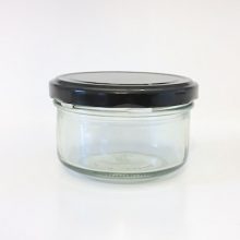 186mL Round Glass Jar with black lid