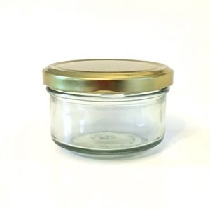 186ml round glass preserving jar with gold lid