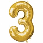 Supershape Gold Balloon ~ Number 3