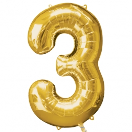 Supershape Gold Balloon ~ Number 3