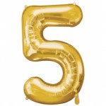 Supershape Gold Balloon ~ Number 5