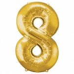 Supershape Gold Balloon ~ Number 8