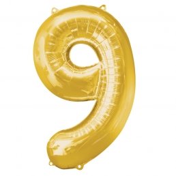 Supershape Gold Balloon ~ Number 9