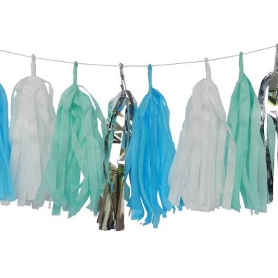 Mint Shimmer Tassel Garland