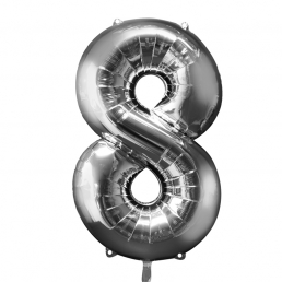 Supershape Silver Balloon ~ Number 8