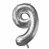 Supershape Silver Balloon ~ Number 9