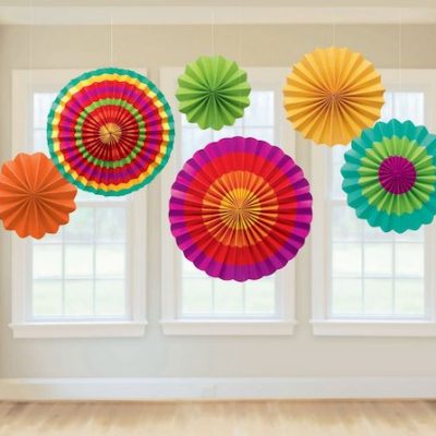 Fiesta Paper Fans for Mexican party theme.