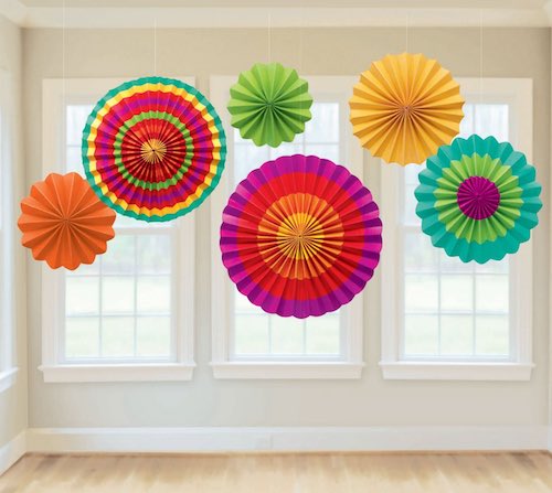 Fiesta Paper Fans for Mexican party theme.