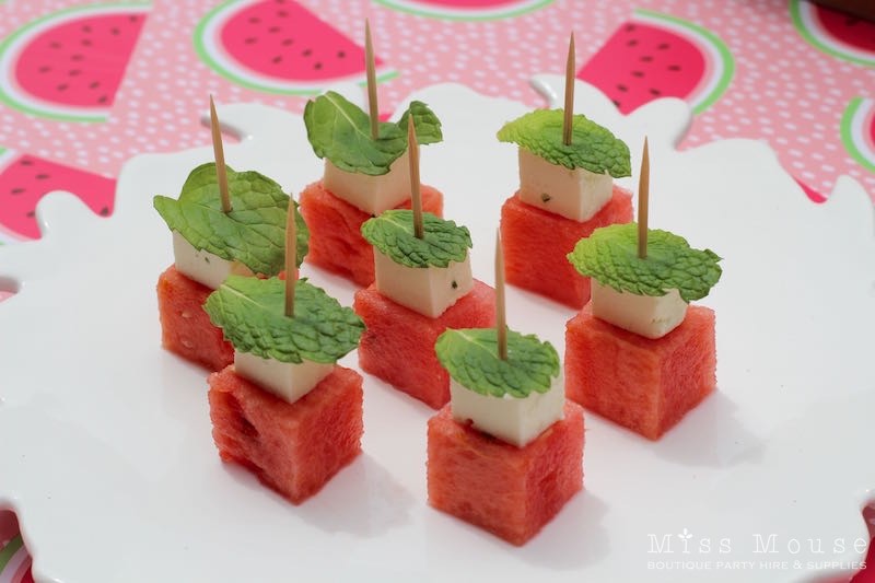 Watermelon, Feta & Mint Skewers