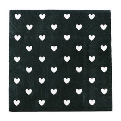 Black & White Hearts Paper Napkins