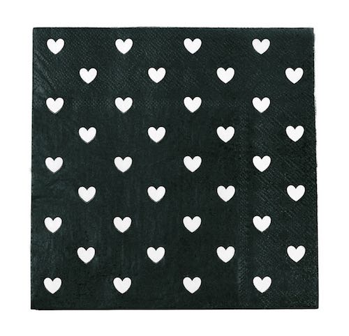 Black & White Hearts Paper Napkins